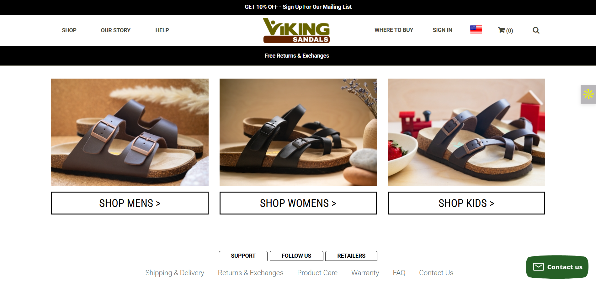 Screenshot of VikingSandals.com
